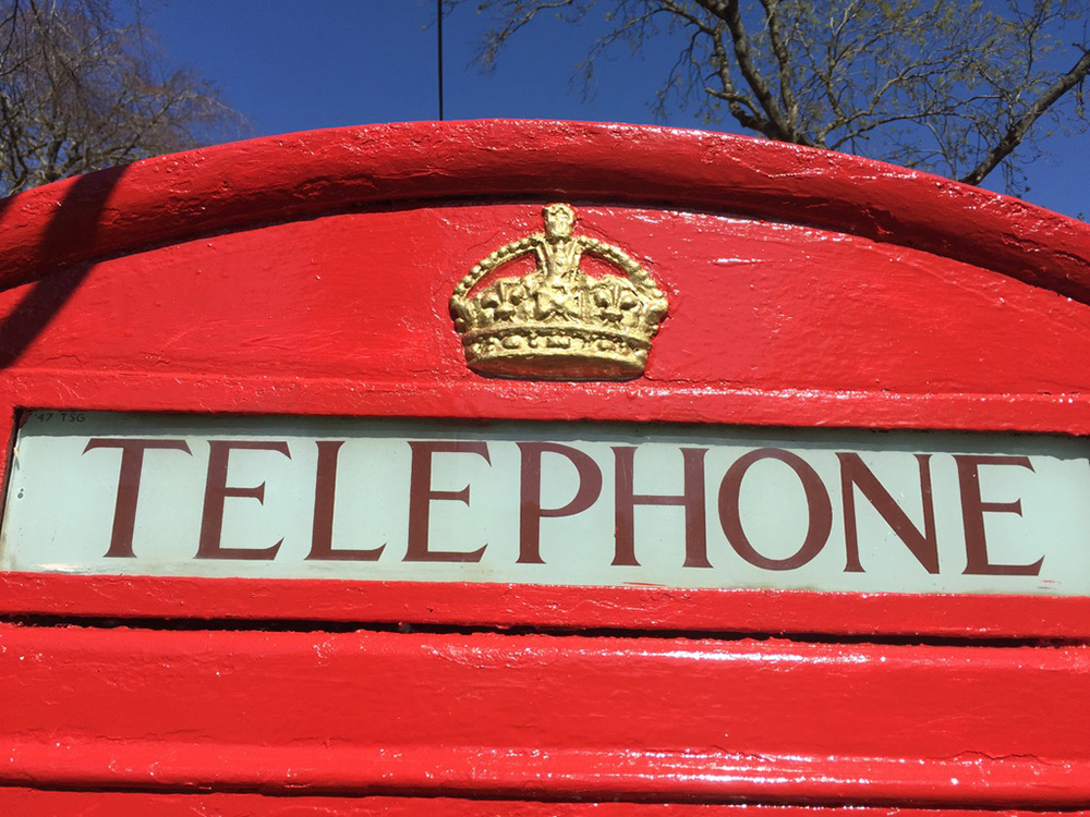 Luccombe’s red telephone box after restoration, April 2020 Luccombe's red telephone box after restoration, April 2020