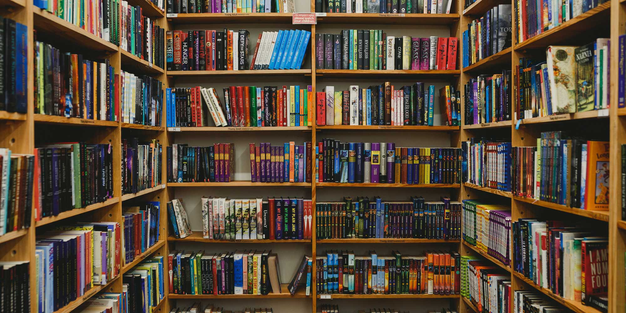 Library shelves full of books